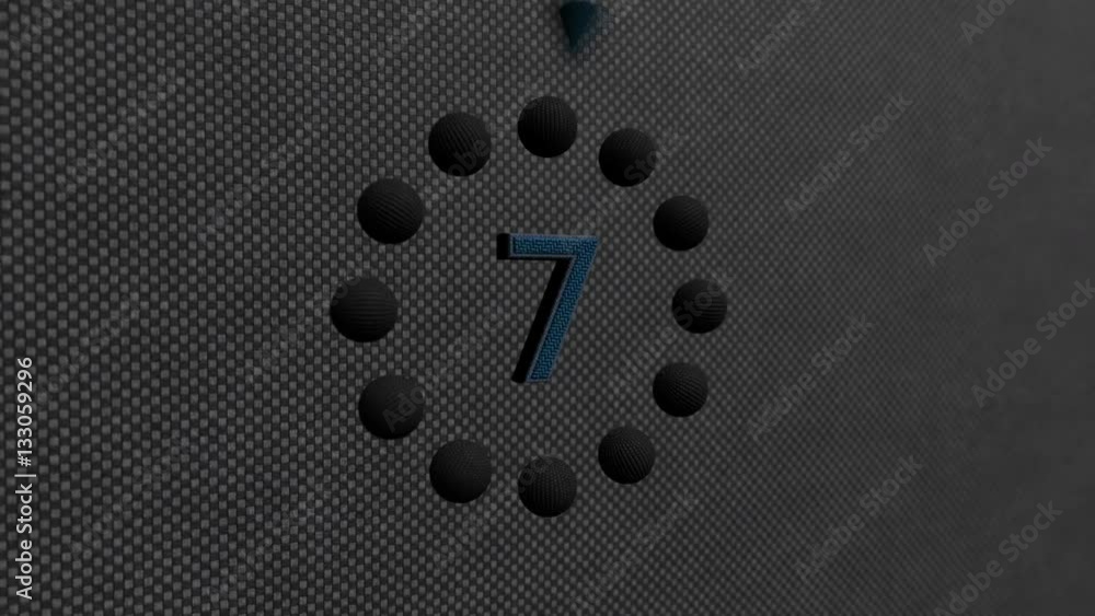 Poster 3d animated 10 seconds countdown with a fabric texture