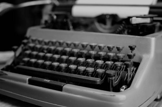 black and white retro typewriter letter