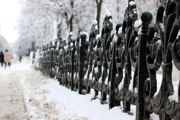 old black wrought fence