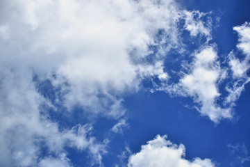 The sky in the mostly cloudy day.