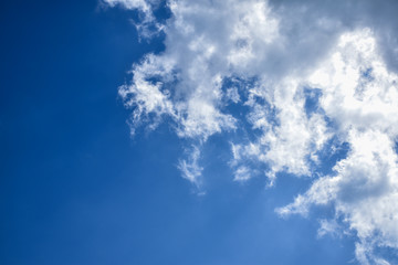 The sky in the mostly cloudy day.