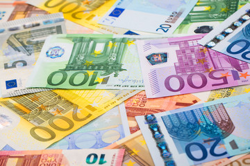 Closeup of Euro Banknotes