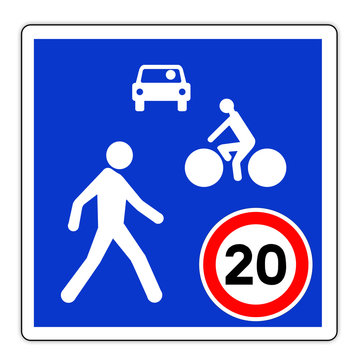 Panneau routier en France : entr&eacute;e de de zone de rencontre