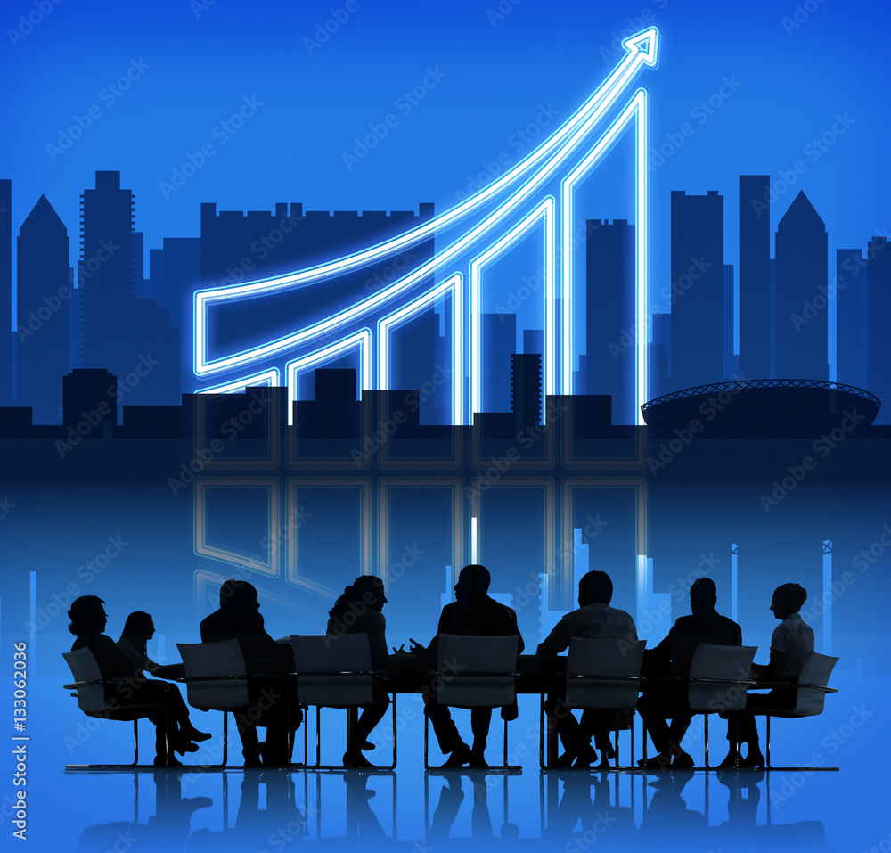 Poster increasing business graph chart data concept