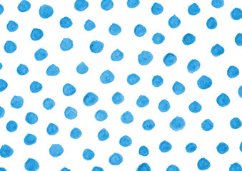 Watercolor blue polka dots pattern