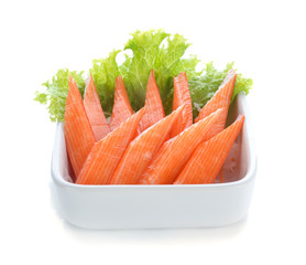 crab sticks on white background