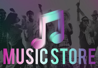 Audio Store Music Note Icon Graphic Concept