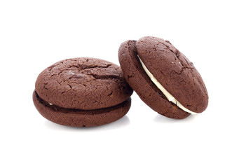 Chocolate whoopie pie on white background