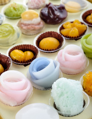 Thai desserts colorful variations.Thai sweets