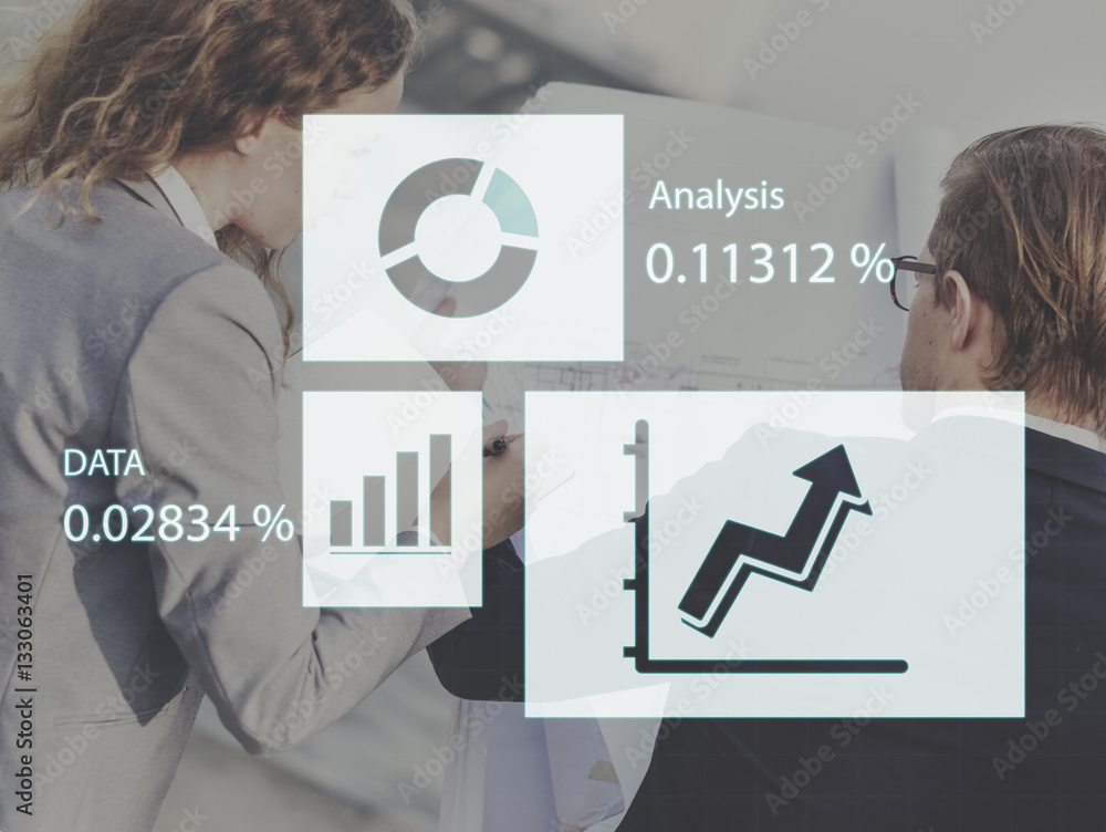 Aufkleber graph data analysis research report statistics growth chart conc