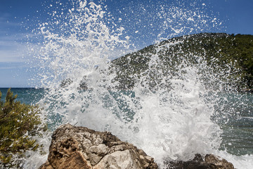 Waves on rocks