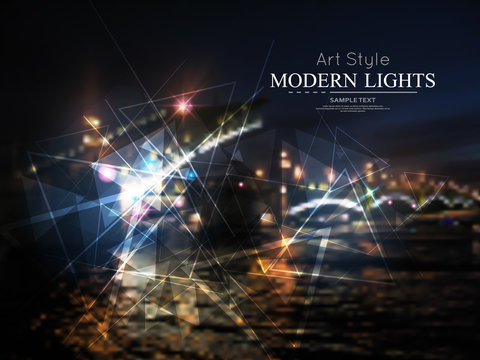 Abstract composition. Night light fashion backdrop design. River quay figure icon. Show entertainment announce texture. Creative banner. Glory flyer fiber. Shimmer reflection. Shiny water. Vector