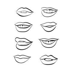 Lips vector icon set