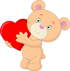 Cute bear holding heart