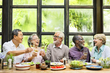 Group of Senior Retirement Meet up Happiness Concept