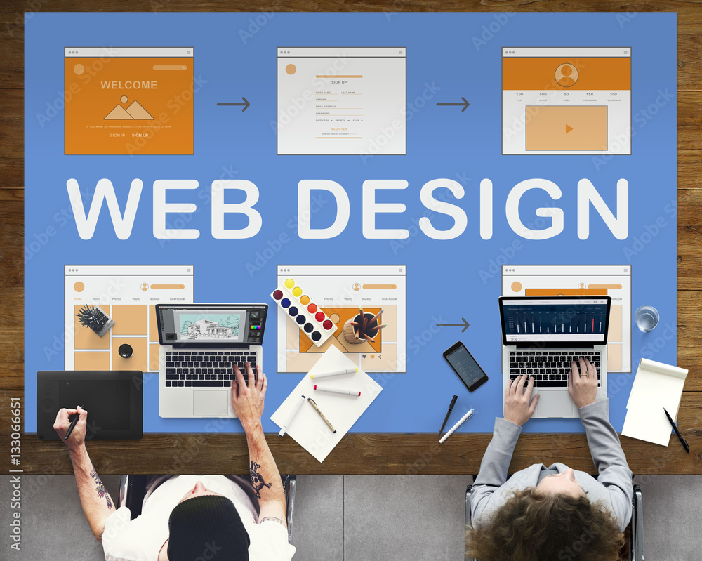 Poster web design work website development concept