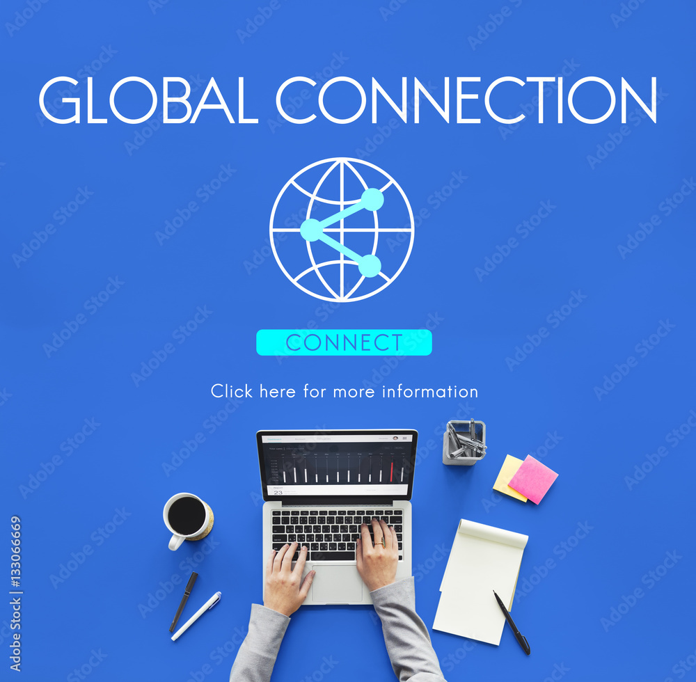 Poster global connection accessible internet technology concept