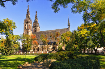 Cathedral of St. Peter and Paul, Vysehrad, Prague. Neo Gothic Basilica of St Peter and St Paul in...