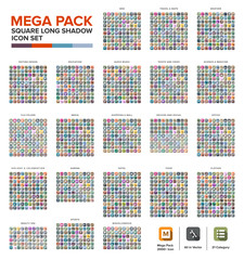 Fototapeta Mega Pack Icon set bundle long shadow obraz