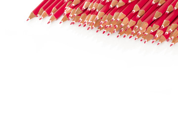 White backround with red pencils
