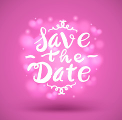 Save the date, ink hand lettering.