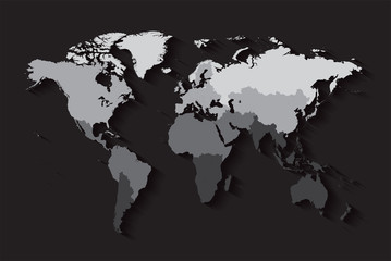 Fototapeta na wymiar World map with countries black
