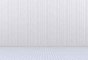 Empty room with white wall and wooden floor, 3D rendering