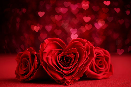Roses Bouquet and Hearts background