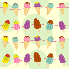 seamless pattern with garland of ice cream- vector illustration, eps
