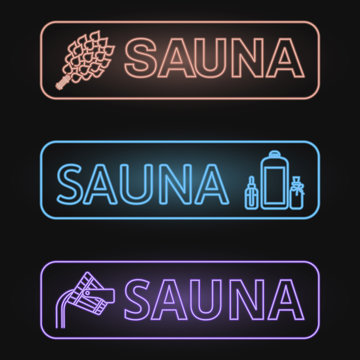 Set of Neon Sauna Banners