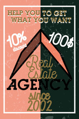 Color vintage real estate agency banner