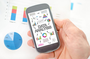Data analysis concept on a smartphone