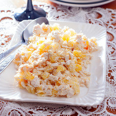 Salad with chicken and pineapple
