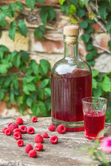 Homemade raspberry liqueur