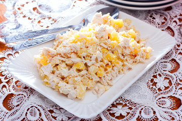 Salad with chicken and pineapple