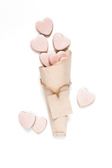 Pocket with pink cookies-hearts