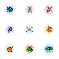 Cells icons set, pop-art style