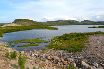 Fototapeta premium View of the lake First Titovskoye on the Kola Peninsula