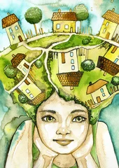 Poster Watercolor portrait of a child