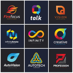 logo collection set automotive technology infinity creative idea vision photography social and communication.