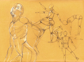 Pencil drawing of body poses