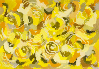 Abstract art color background  in shades of yellow. Handmade painted background.Gouache painting on paper.