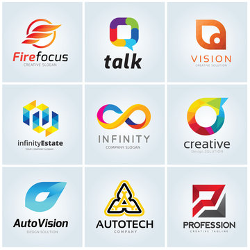 logo collection set automotive technology infinity creative idea vision photography social and comunication.