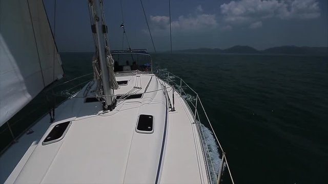 Yacht sailing in the tropical sea