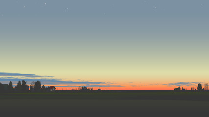 Landscape panorama autumn sunset with clouds