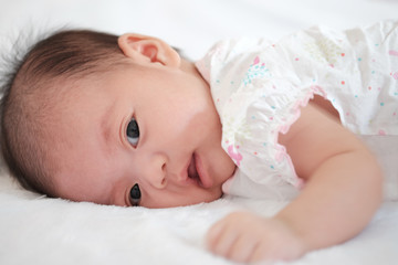 Cute baby 2 months, close-up portrait