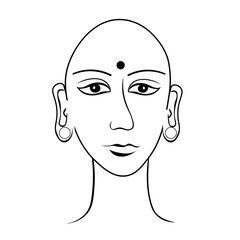 Indian head buddha meditation open eye coloring. 