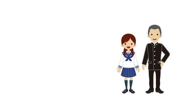 Student Couple explaining - Japanese School Uniform