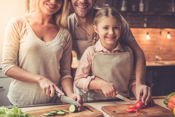 Young family cooking