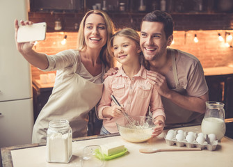Young family baking